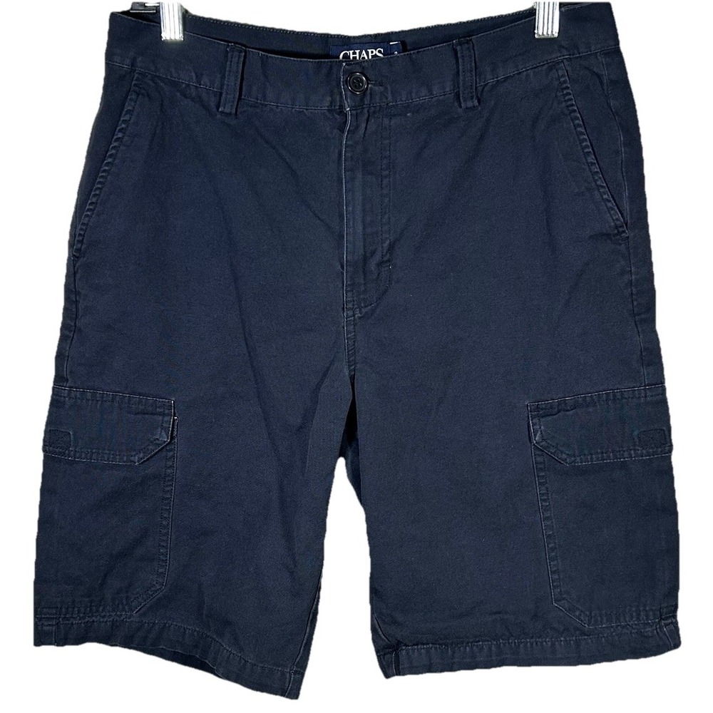 Chaps Cargo Shorts Men's Size 32 Blue Utility Outdoor Workwear Flat Cotton